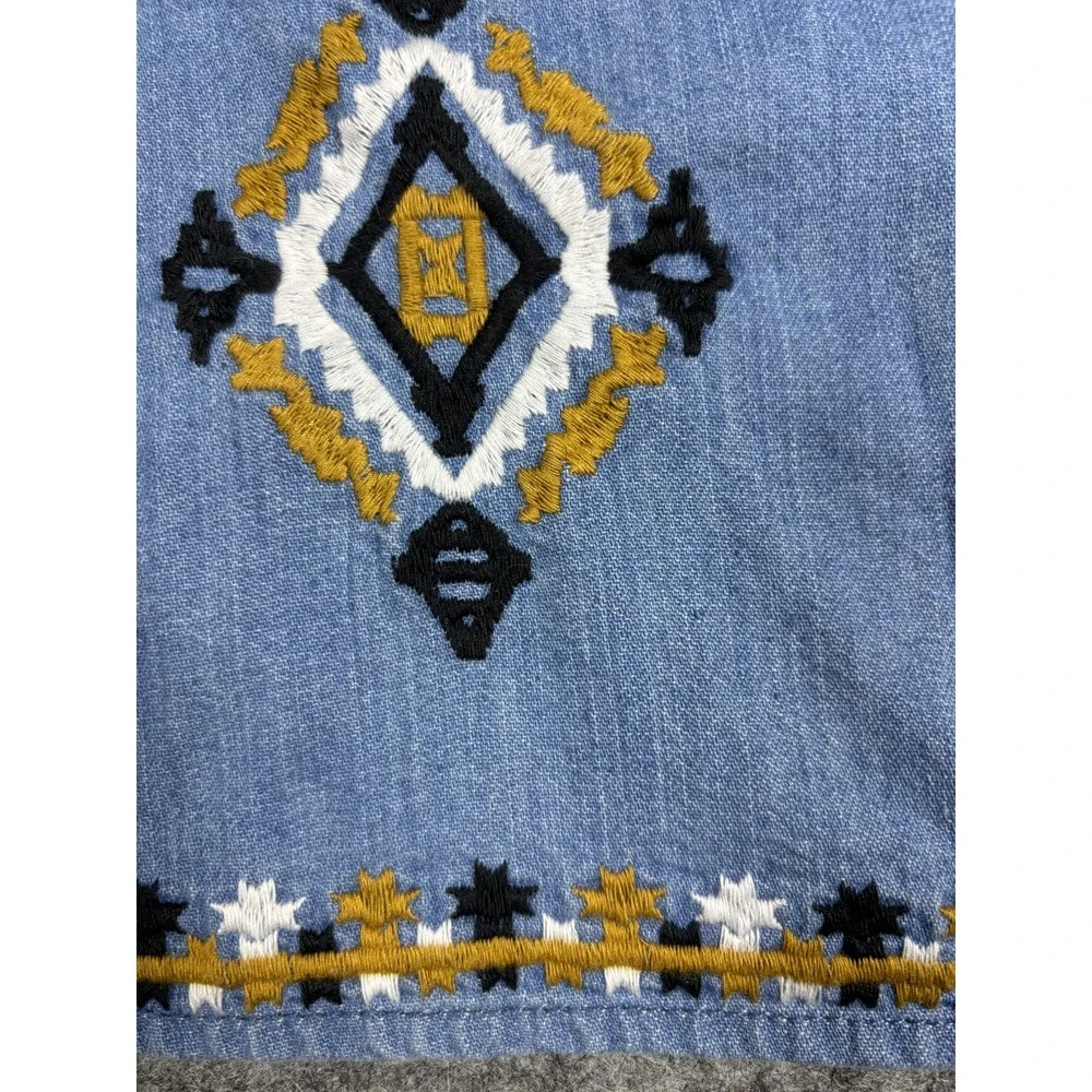 Blu & Blue Demin Embroidered Dress Sleeveless Size‎ Medium